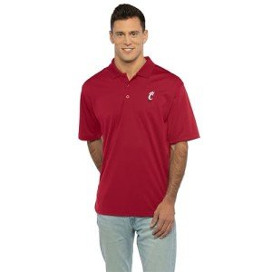 Vantage Apparel Men's Collegiate Premium Moisture Wicking Team Color Icon Polo, Cincinnati Bearcats, Red, Large