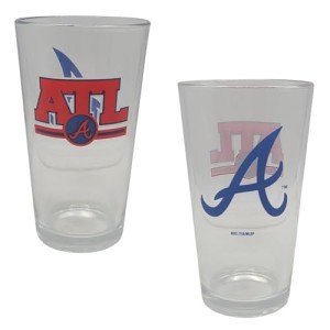 Licensed MLB Letterman 16oz Pint Glass (Atlanta Braves)