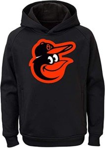 Outerstuff MLB Youth 8-20 Team Color Polyester Performance Primary Logo Pullover Sweatshirt Hoodie - Baltimore Orioles Black Medium 10-12