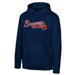 Outerstuff MLB Kids Youth 4-20 Official Wordmark Logo Fleece Lined Pullover Hoodie Sweatshirt (Size 5-6, Regular, Atlanta Braves - Navy)