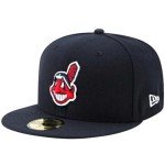 New Era Rare MLB Cleveland Navy Vintage Indians Chief Wahoo Guardians Fitted Authentic Collection 59Fifty Hat Cap (US, Numeric, 7 1/4, Navy)