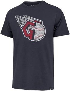 MLB Men's Distressed Imprint Match Team Color Primary Logo Word Mark T-Shirt (Cleveland Guardians Navy, Medium)