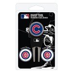 Team Golf MLB Chicago Cubs Divot Tool Pack With 3 Golf Ball Markers Divot Tool with 3 Golf Ball Markers Pack, Markers are Removable Magnetic Double-Sided Enamel