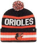 47 MLB Unisex-Adult Officially Licensed Primary Logo Bering Sport Knit Cuffed Pom Beanie Cold Weather Hat - Baltimore Orioles Black