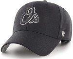 47 MLB Black White Outline Primary Logo MVP Adjustable Structure Hat, Adult One Size Fits All - Baltimore Orioles - Black