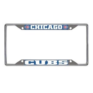 FANMATS 26533 Chicago Cubs Chrome Metal License Plate Frame, Team Colors, 6.25in x 12.25in