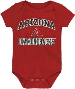 Outerstuff MLB Officially Licensed 0-24 Months City Headline Arch Logo Onesie Bodysuit Romper (Arizona Diamondbacks - Red, 0/3 Months)