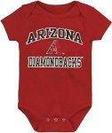 Outerstuff MLB Officially Licensed 0-24 Months City Headline Arch Logo Onesie Bodysuit Romper (Arizona Diamondbacks - Red, 0/3 Months)