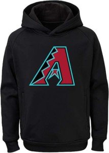 Outerstuff MLB Youth 8-20 Team Color Polyester Performance Primary Logo Pullover Sweatshirt Hoodie - Arizona Diamondbacks Black Medium 10-12