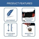 MLB CAT COLLAR. - BALTIMORE ORIOLES CAT COLLAR. - Strong & Adjustable BASEBALL Cat Collars with Metal Jingle Bell