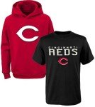 Outerstuff MLB Kids Youth 8-20 Team Color Polyester Performance Primary Logo Pullover Hoodie Sweatshirt and T-Shirt 2 Pack Combo Set - Cincinnati Reds Large (14-16)