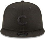New Era MLB 9FIFTY Black Black Adjustable Snapback Hat Cap One Size Fits All - Chicago Cubs Black