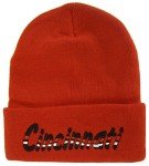 Cincinnati Adult Size Wavy Script Winter Knit Beanie Hat (Red/Black)