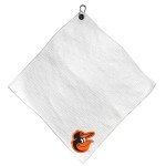 Team Golf MLB Baltimore Orioles Microfiber Towel - 15" X 15" (White) with Carabiner Clip, Premium Microfiber with Deep Waffle Pockets - Superior Water Absorption and Quick Dry Golf Cleaning Towel