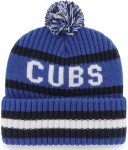 47 MLB Unisex-Adult Officially Licensed Primary Logo Bering Sport Knit Cuffed Pom Beanie Cold Weather Hat - Chicago Cubs Blue