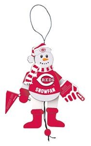 MLB Cincinnati Reds Wooden Cheering Snowman Ornament