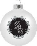 Licensed MLB Large 3-1/4" Classic White Glass Ball Ornament, Sports Collectors Series (Chicago White Sox, Black)