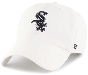 47 MLB White Primary Logo Clean Up Adjustable Strap Hat Cap, Adult One Size Fits All (Chicago White Sox)