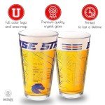 Greenline Goods Boise State University Pint Beer Glasses Set of 2 - Full Color Broncos Logo & Campus Map – Boise State Broncos Gift Idea for College Grads & Alumni - College Glassware