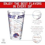 Greenline Goods Boise State University Pint Beer Glasses Set of 2 - Full Color Broncos Logo & Campus Map – Boise State Broncos Gift Idea for College Grads & Alumni - College Glassware
