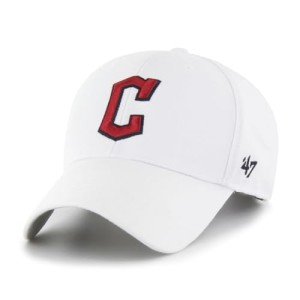 '47 MLB White MVP Adjustable Hat, Adult One Size Fits All (US, Alpha, One Size, Cleveland Guardians)
