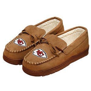 FOCO Kansas City Chiefs NFL Mens Team Logo Moccasin Slippers - L