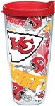 Tervis Made in USA Double Walled NFL Kansas City Chiefs Insulated Tumbler Cup Keeps Drinks Cold & Hot, 24oz, All Over