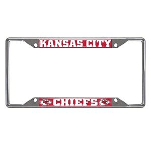 FANMATS 21376 Kansas City Chiefs Chrome Metal License Plate Frame, Team Colors, 6.25in x 12.25in