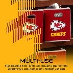 Franklin Sports NFL Kansas City Chiefs Collapsible Storage Bin - NFL Folding Cube Storage Container - Fits Bin Organizers - Fabric NFL Team Storage Cubes
