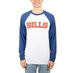 Ultra Game Men's Standard NFL Official Super Soft Raglan Baseball Long Sleeve T-Shirt, White Updated