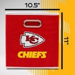 Franklin Sports NFL Kansas City Chiefs Collapsible Storage Bin - NFL Folding Cube Storage Container - Fits Bin Organizers - Fabric NFL Team Storage Cubes