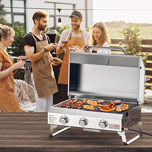 Onlyfire 3-Burner Portable Gas Grill, 24" Stainless Steel