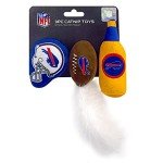 BEST PLUSH CAT TOY - NFL BUFFALO BILLS Complete Set of 3 piece Cat Toys filled with Fresh Catnip. Includes: 1 Helmet Cat Toy, 1 Football Cat Toy with Feathers & 1 Beer Bottle. Beautiful Team LOGOS
