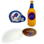 BEST PLUSH CAT TOY - NFL BUFFALO BILLS Complete Set of 3 piece Cat Toys filled with Fresh Catnip. Includes: 1 Helmet Cat Toy, 1 Football Cat Toy with Feathers & 1 Beer Bottle. Beautiful Team LOGOS