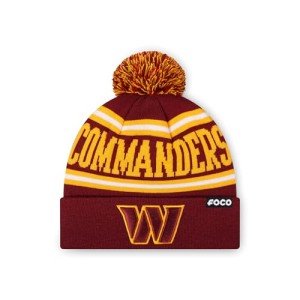 FOCO Washington Commanders NFL Logo Stripe Pom Beanie Hat, Team Color