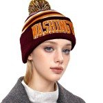 Washington Beanie Hat Football Knit Hats Winter Cuffed Stylish Beanie Cap Sport Fans Fashion Toque Cap