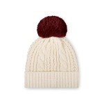 FOCO Women's Washington Commanders NFL Team Logo Cable Knit Pom Beanie Hat, White