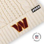 FOCO Women's Washington Commanders NFL Team Logo Cable Knit Pom Beanie Hat, White