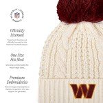 FOCO Women's Washington Commanders NFL Team Logo Cable Knit Pom Beanie Hat, White