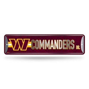 Rico Industries NFL Washington Commanders Metal Street Sign Metal Street Sign 4" x 15" Home Décor - Bedroom - Office - Man Cave