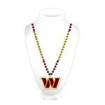 Rico Industries NFL Washington Commanders Beads W/Medallion Bead with Medallion Necklace - Great Game DayAccessory 3" x 24"