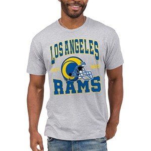 Junk Food Standard Classic Crew Neck, Authentic Details, Unisex Fit, Los Angeles Rams-Heather Grey Large