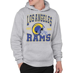 Junk Food Clothing x NFL - Los Angeles Rams - Team Helmet - Unisex Adult Pullover Fleece Hoodie for Men and Women - Size Large