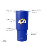 Simple Modern Officially Licensed NFL Los Angeles Rams 30 oz Tumbler with Flip Lid and Straws | Insulated Cup Stainless Steel | Gifts for Men Women | Trek Collection | Los Angeles Rams