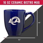 Rico Industries NFL Football Los Angeles Rams Primary 16 oz Team Color Laser Engraved Ceramic Coffee Mug