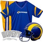 Franklin Sports L.A. Rams Kids Football Uniform Set - NFL Youth Football Costume for Boys & Girls - Set Includes Helmet, Jersey & Pants - Small
