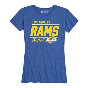 Team Fan Apparel NFL Gameday Women's Relaxed Fit T-Shirt - Rib Neck Contour - Tagless Short Sleeve Tee - Stay Cool & Stylish (Los Angeles Rams - Royal, Womens Large)