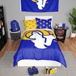 FOCO Los Angeles Rams NFL Team Color Bed In a Bag Comforter Bedding 3 Piece Twin Set