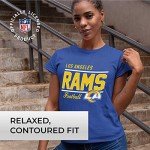 Team Fan Apparel NFL Gameday Women's Relaxed Fit T-Shirt - Rib Neck Contour - Tagless Short Sleeve Tee - Stay Cool & Stylish (Los Angeles Rams - Royal, Womens Large)