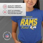 Team Fan Apparel NFL Gameday Women's Relaxed Fit T-Shirt - Rib Neck Contour - Tagless Short Sleeve Tee - Stay Cool & Stylish (Los Angeles Rams - Royal, Womens Large)